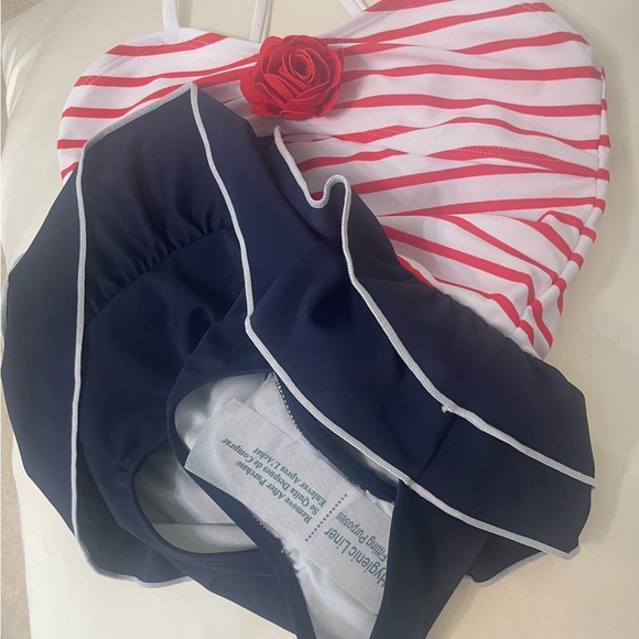 Janie and Jack Recycled Striped Americana Swimsuit - Picture 8 of 9